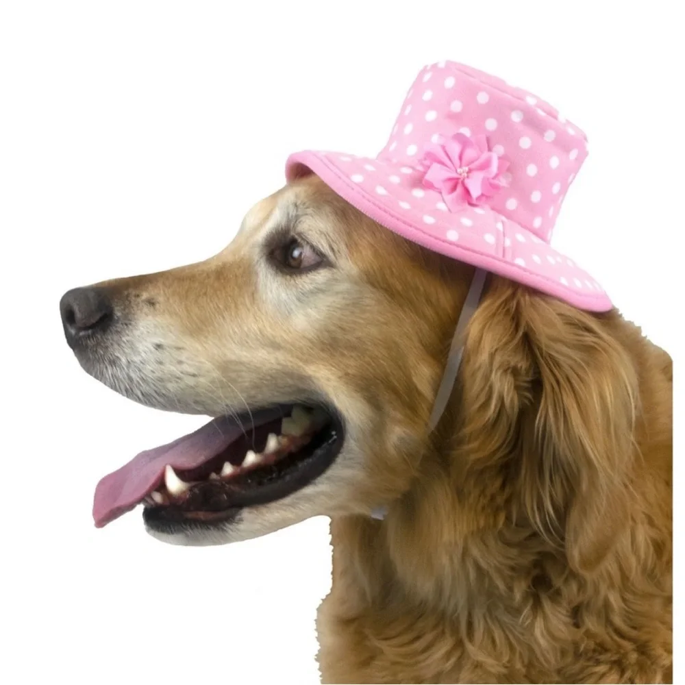 NWT Vibrant Life Dog Bucket Hat Pink/White polka dots Size XS/S(up to 20 pounds) - Picture 2 of 9